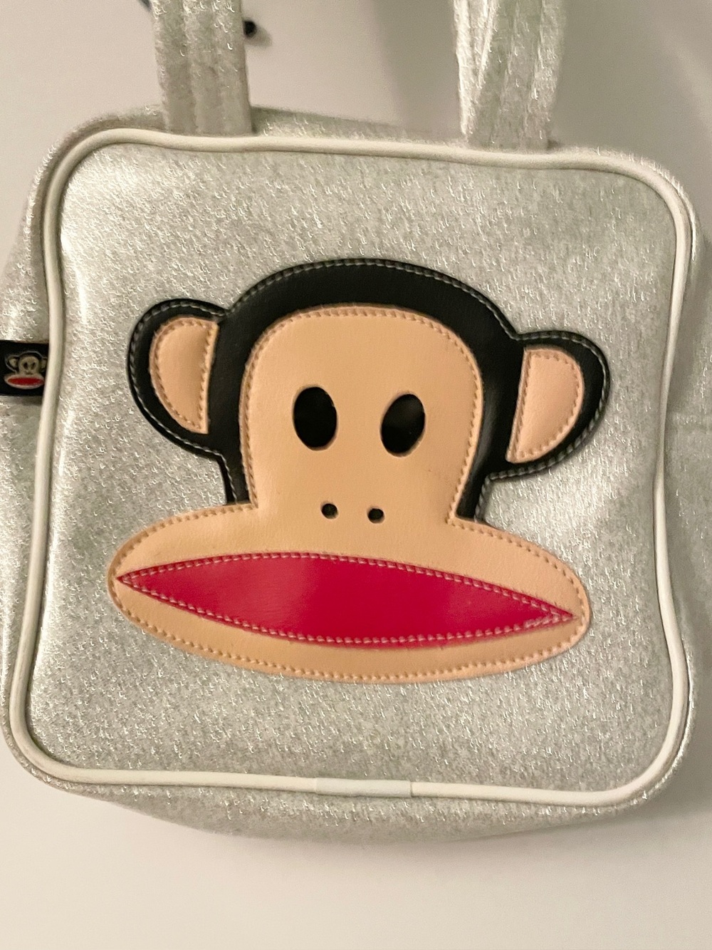 Vintage 2005 Paul Frank Silver Glitter Julius Monkey Mini Tote Bag Y2K
